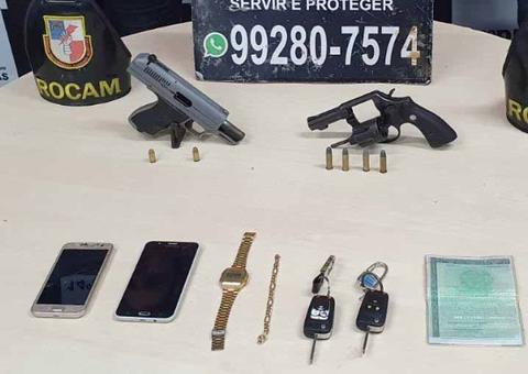 Após denúncia de confronto entre facções, trio é preso com armas em carro em Manaus