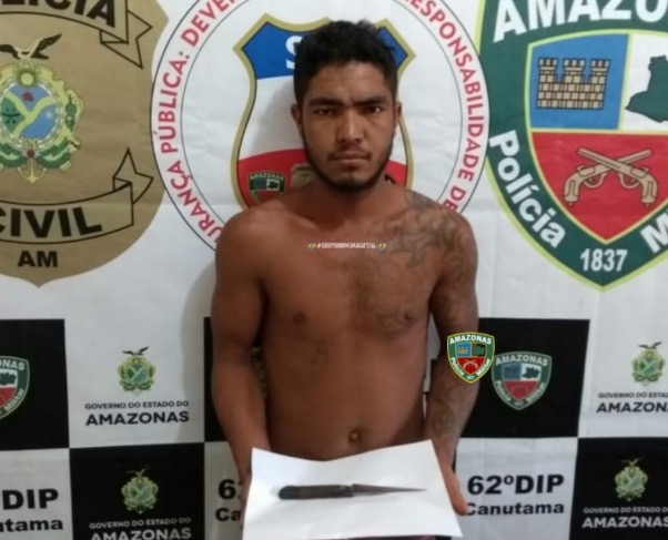 No Amazonas, jovem é preso suspeito de 'rasgar' pulmão de homem com facadas