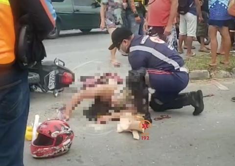 Homem tem dedos decepados em acidente gravíssimo com motocicleta em Manaus