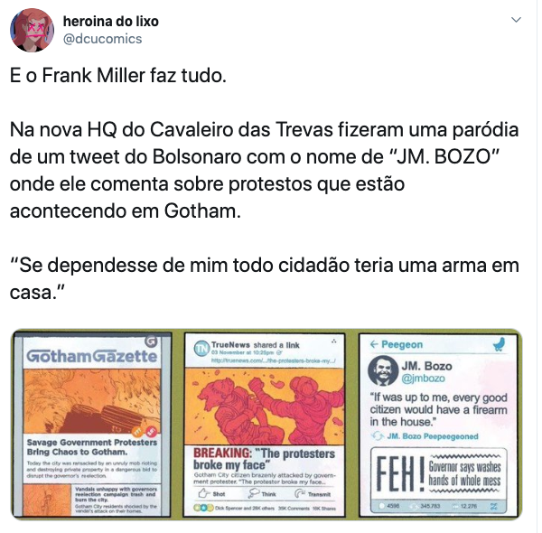 HQ do Batman traz Bolsonaro como “JM Bozo”