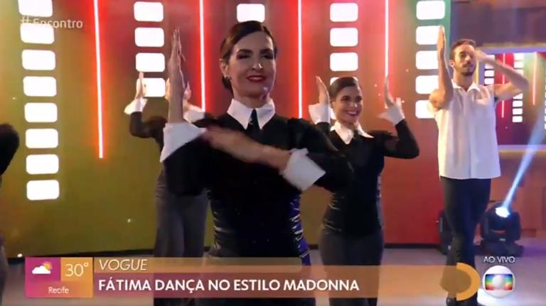 Fátima Bernardes dança música de Madonna durante programa e web pira