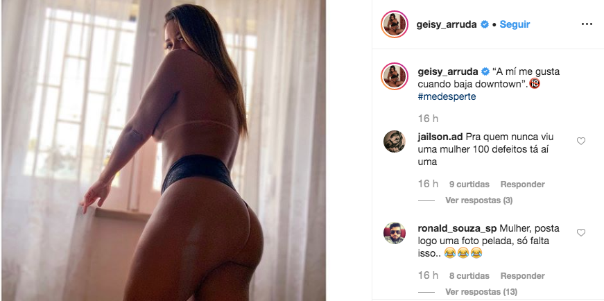 Geisy Arruda posta foto sem sutiã e mostra bumbum de calcinha fio dental