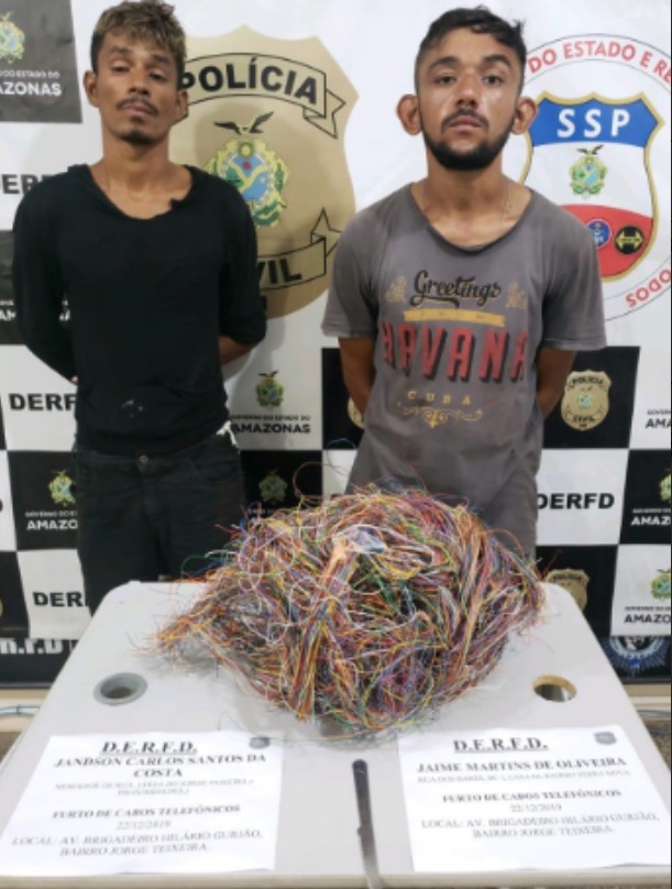 Dupla é presa suspeita de furtar cabos elétricos e de telefonia em Manaus