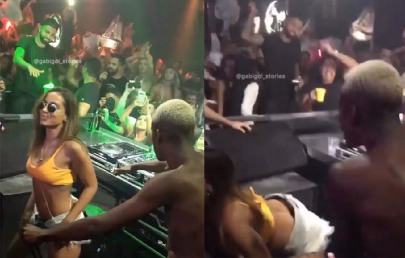 Com calças 'arriadas', Gabigol pega na coxa de Anitta e reação da cantora rouba a cena