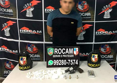 Suspeito tenta despistar a polícia e é preso com arma e drogas em Manaus
