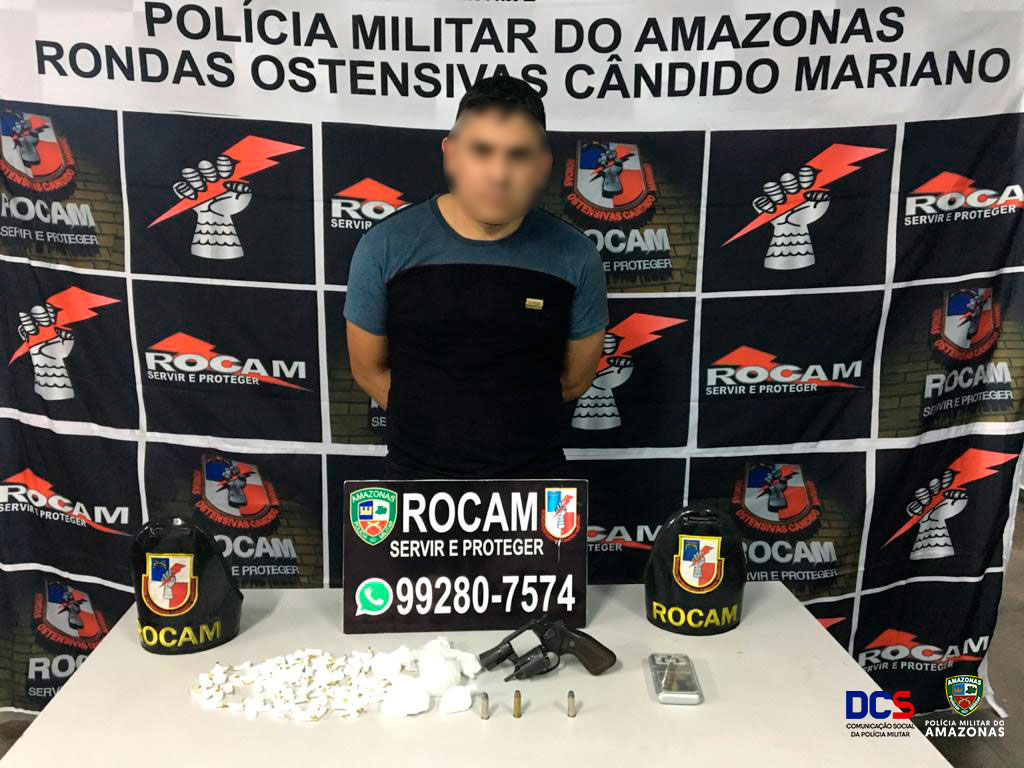Suspeito tenta despistar a polícia e é preso com arma e drogas em Manaus