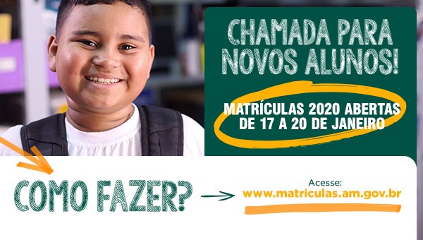 Matrículas 2020 abertas para novos alunos da rede municipal de ensino