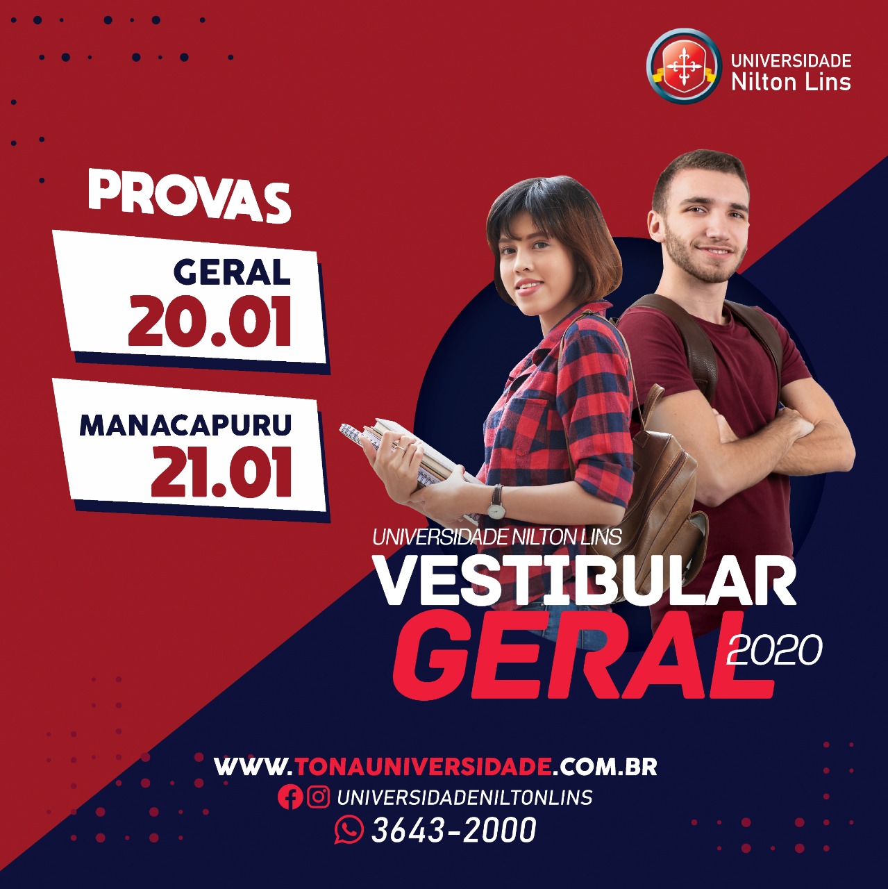 Inscrições para o vestibular geral da Universidade Nilton Lins  já estão abertas