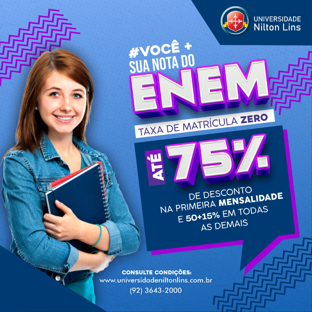 Universidade Nilton Lins oferece 3 mil bolsas para estudantes do Enem 