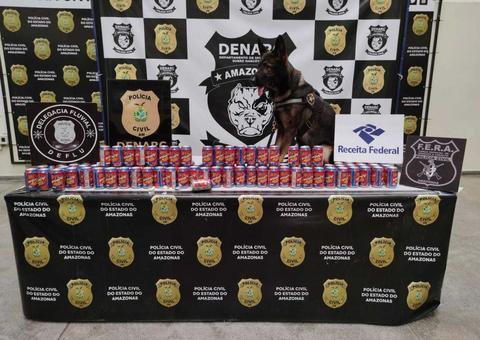 Polícia apreende 30 kg de drogas escondidas em latas de energético no Amazonas 