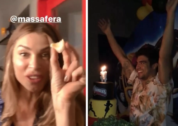 Grazi Massafera marca presença na festa de aniversário de Caio Castro 