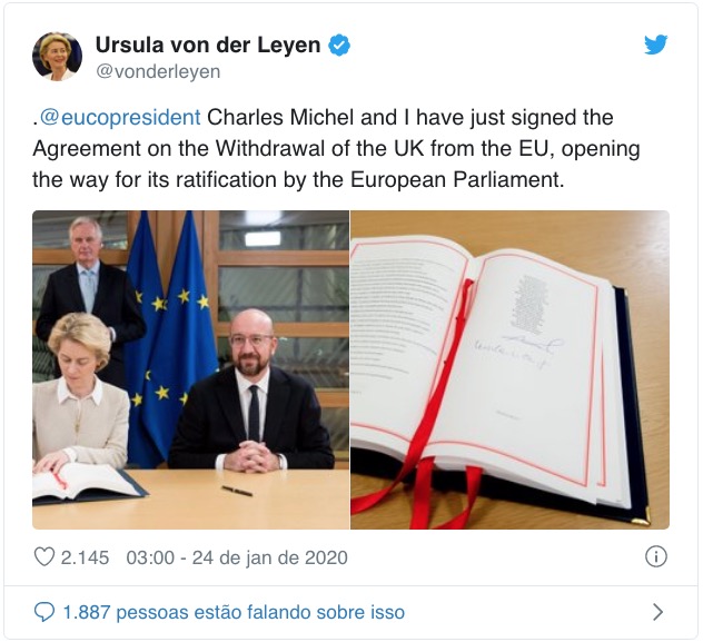 União Europeia firma acordo do Brexit em Londres