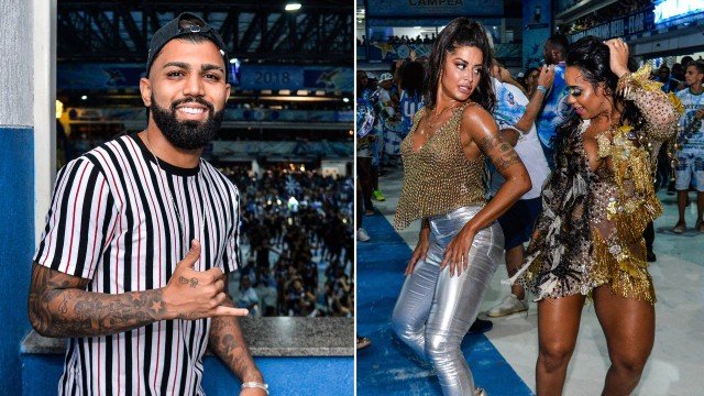 Solteiro, Gabigol curte ensaio da Beija-Flor no mesmo camarote que Aline Riscado