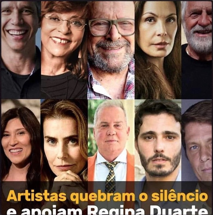 Após polêmica com José de Abreu, Regina Duarte expõe globais que apoiam 'casamento' com Bolsonaro