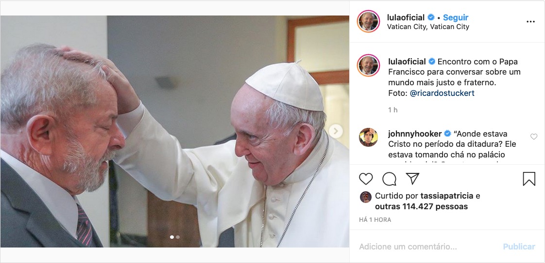 Lula e papa Francisco se encontram na Itália
