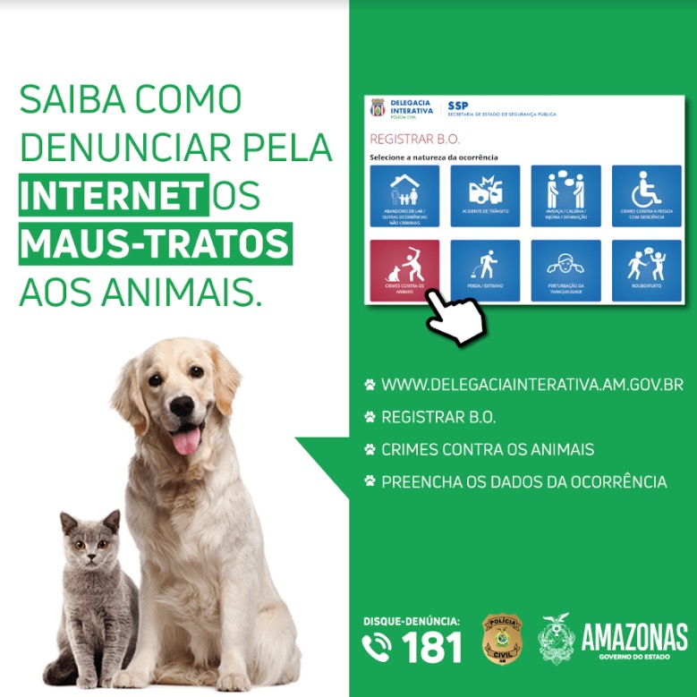 BO de maus-tratos contra animais pode ser registrado online no Amazonas