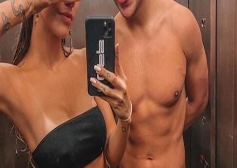 Com pouca roupa, Gabi Brandt e Saulo postam foto juntos: 'eu amo ela e ela me ama'