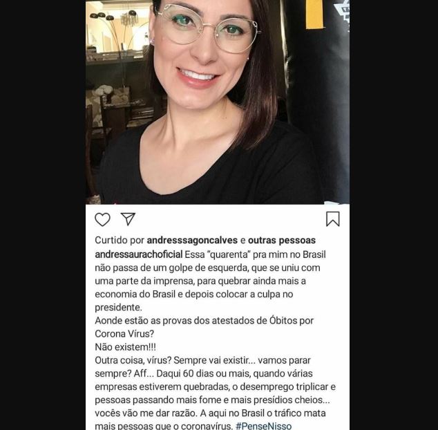 Andressa Urach é detonada após dizer que o coronavírus é um golpe da esquerda