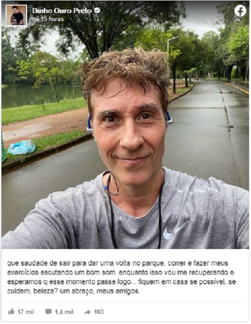 Dinho Ouro Preto desabafa sobre isolamento durante tratamento do coronavírus