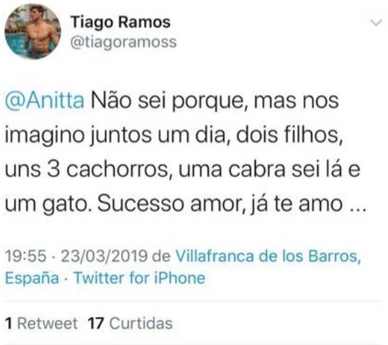 Tiago Ramos, namorado da mãe de Neymar, disse que queria ter filhos com Anitta há 1 ano