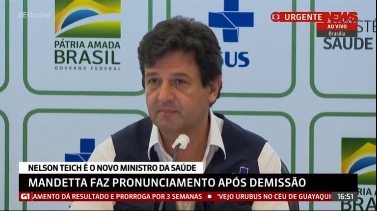 'Não tenham medo', diz Mandetta em pronunciamento após ser demitido por Bolsonaro