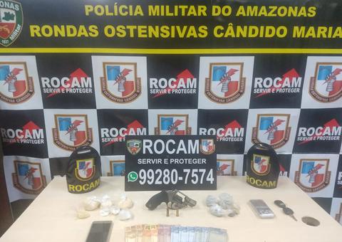 Homem é preso com arma e drogas em rua de Manaus 