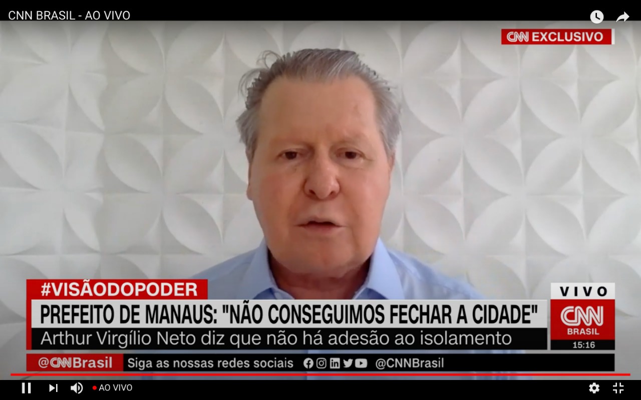 Prefeito demonstra preocupação com reabertura do comércio em Manaus durante pandemia 