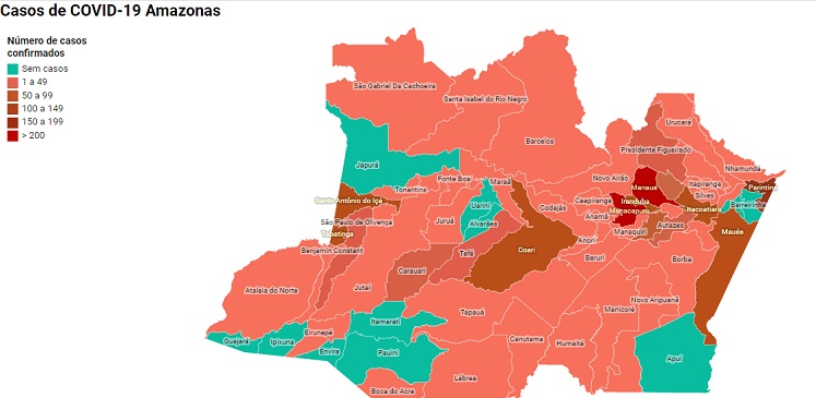 Mais de 10 municípios do Amazonas não tem casos confirmados de coronavírus