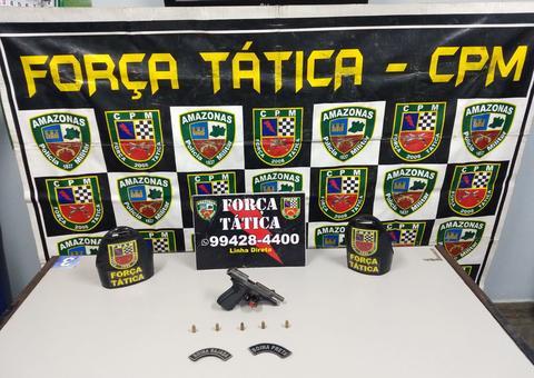 Homem é preso com  pistola e munições em rua de Manaus 