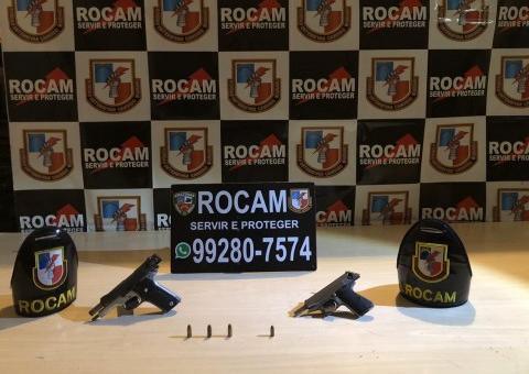 Em Manaus, dupla exibindo armas em festa é presa pela Rocam 