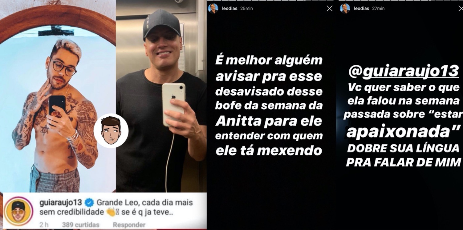 Gui Araújo entra na briga de Anitta e Leo Dias e colunista detona: ‘bofe da semana’