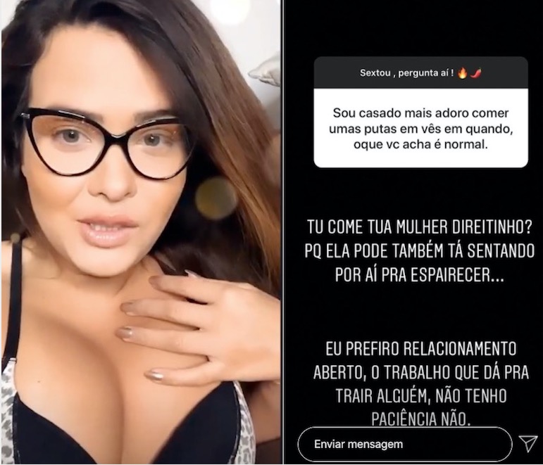 Seguidor pergunta se é normal trair esposa com p*** e Geisy Arruda dá resposta afiada