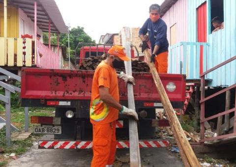 Em Manaus, área sob risco de alagação na zona Oeste ganha ponte provisória