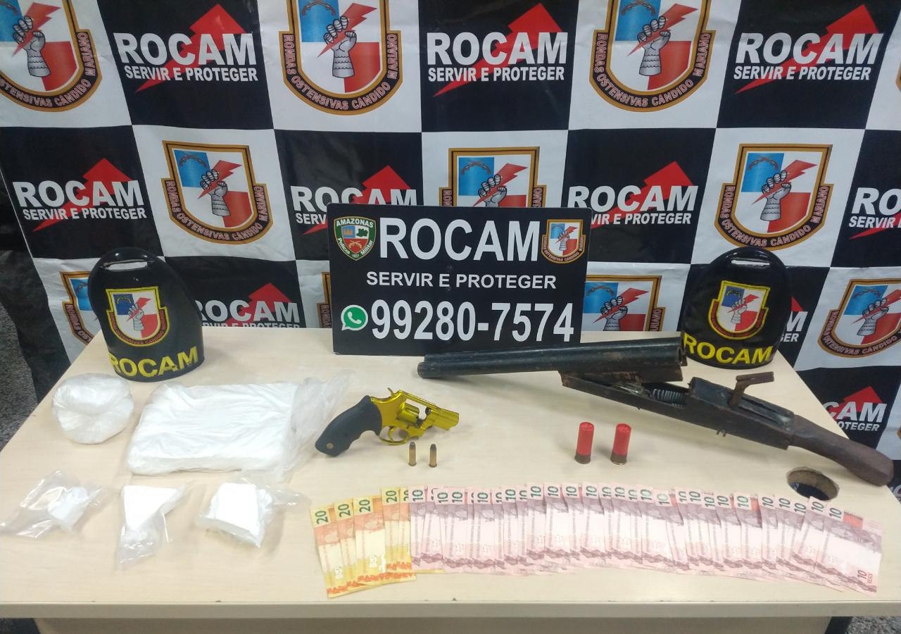 Homem é preso com armas e drogas escondidas em borracharia de Manaus 
