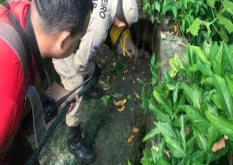 Idoso cai em bueiro de 7 metros e é resgatado por bombeiros em Manaus