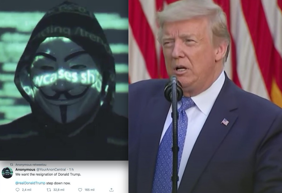 Anonymous manda recado a Donald Trump: 'saia agora'