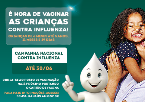 Influenza: Crianças menores de 6 anos devem ser vacinadas até 30 de junho