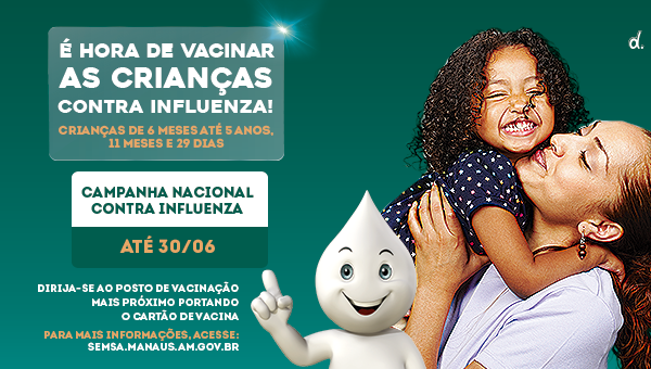 Influenza: Crianças menores de 6 anos devem ser vacinadas até 30 de junho