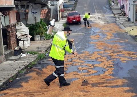Após causar acidentes em série, ônibus que derramou óleo em pista é encontrado em Manaus