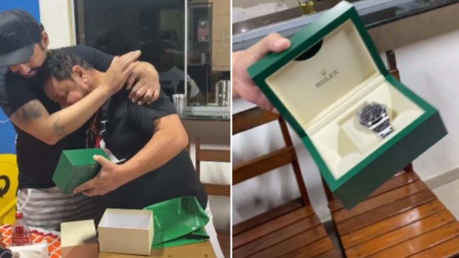 Pai de Maiara chora ao ganhar presente caríssimo de Fernando Zor