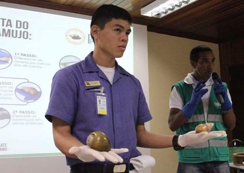 Coleta segura do caramujo africano é tema de videoaula no 'Minicursos On-Line'