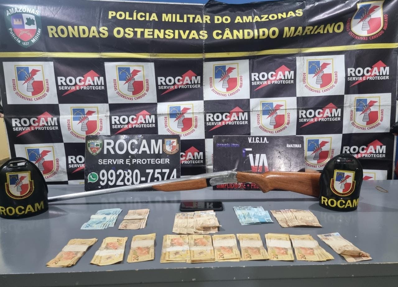 Homem é preso com espingarda e R$ 3,5 mil no Amazonas