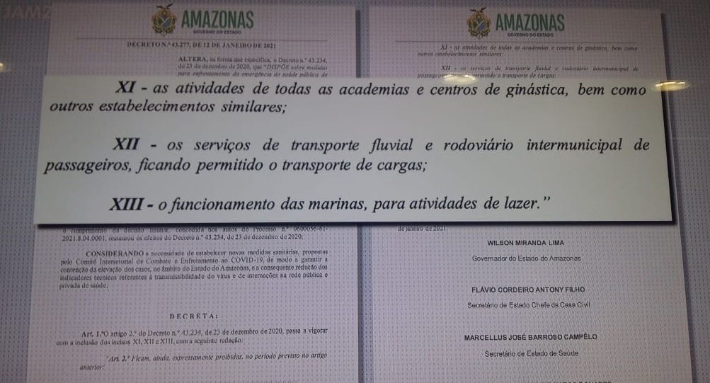 Amazonas: novo decreto proíbe transporte intermunicipal e fecha academias 