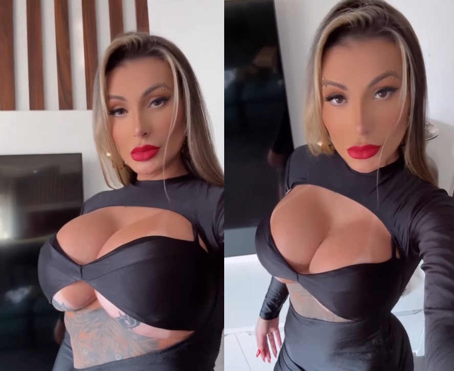 Após 'língua de cobra', Andressa Urach cogita colocar 3º seio