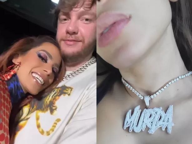 Anitta posa usando colar com nome do namorado, Murda Beatz