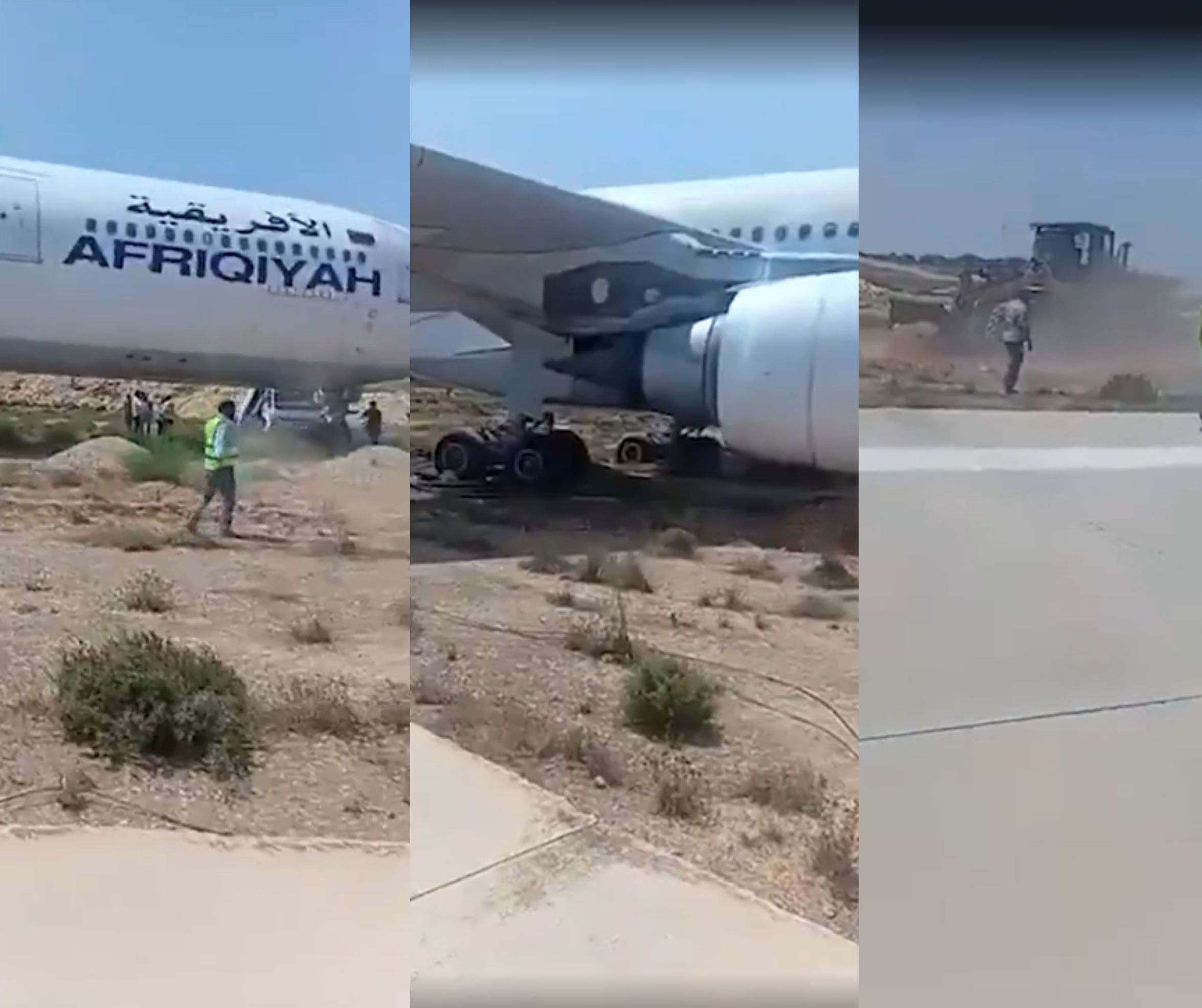 Avião sai da pista e fica atolado durante decolagem na Arábia Saudita