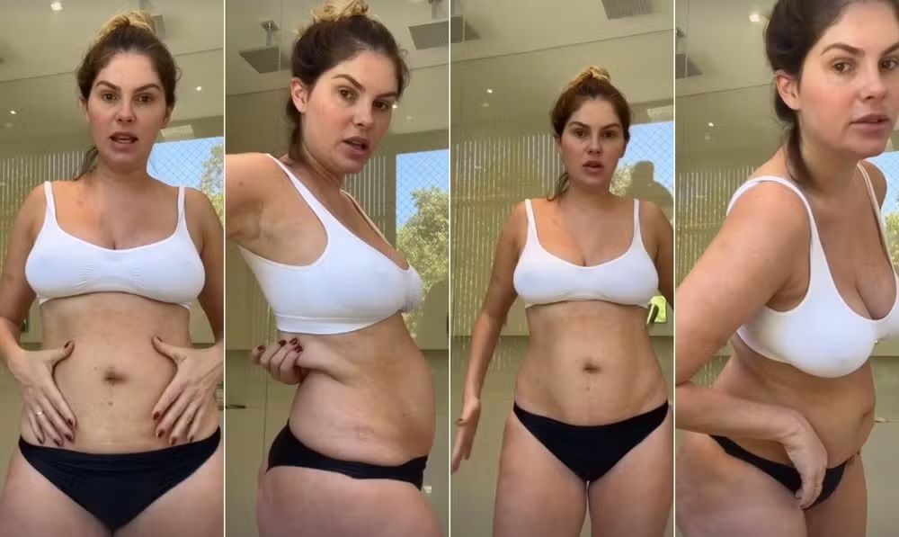 Bárbara Evans mostra corpo 1 mês após parto de gêmeos