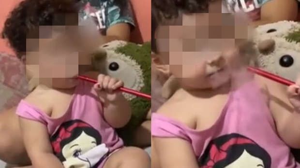 Adolescente filma bebê de 1 ano fumando narguilé e gera revolta na internet