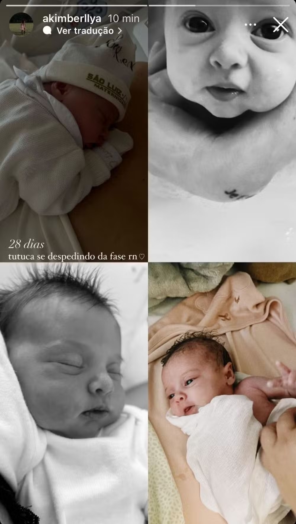Com novas fotos, Amanda Kimberlly comemora 28 dias da filha com Neymar