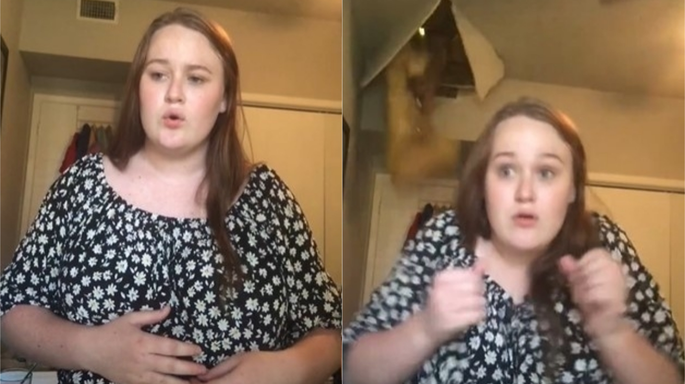 Mulher cai do teto enquanto filha grava vídeo no Tiktok; vídeo